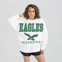 Women's Gameday Couture  White Philadelphia Eagles Classic Sunday Drives Oversized Premium Fleece Pullover Sweatshirt