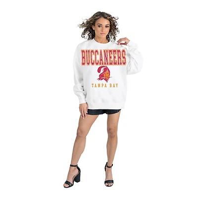 Women's Gameday Couture  White Tampa Bay Buccaneers Classic Sunday Drives Oversized Premium Fleece Pullover Sweatshirt