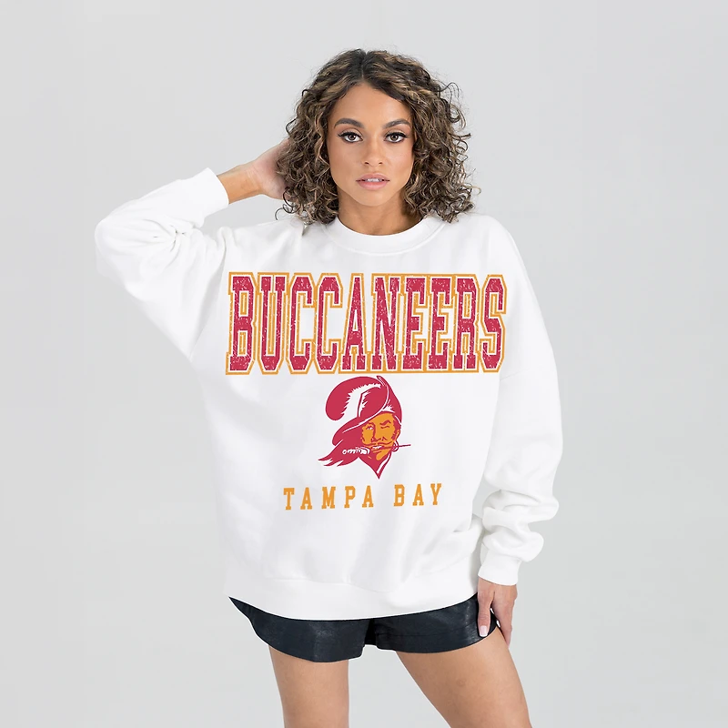 Women's Gameday Couture  White Tampa Bay Buccaneers Classic Sunday Drives Oversized Premium Fleece Pullover Sweatshirt