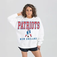 Women's Gameday Couture  White New England Patriots Classic Sunday Drives Oversized Premium Fleece Pullover Sweatshirt