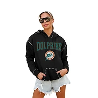Women's Gameday Couture Black Miami Dolphins Studded Pullover Hoodie