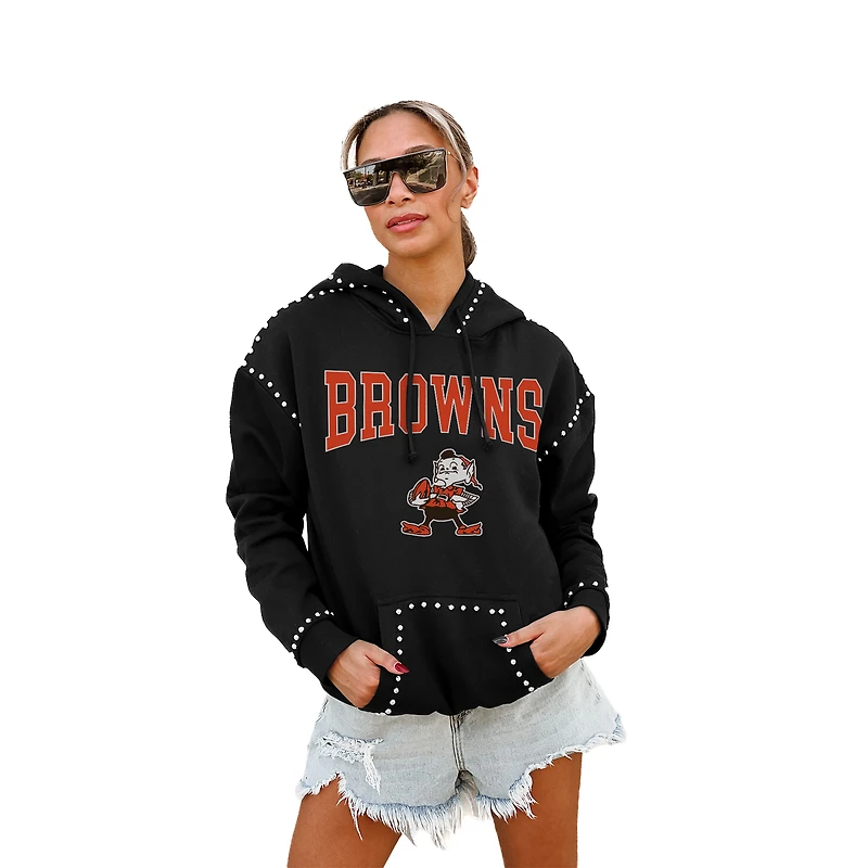 Women's Gameday Couture Black Cleveland Browns Studded Pullover Hoodie