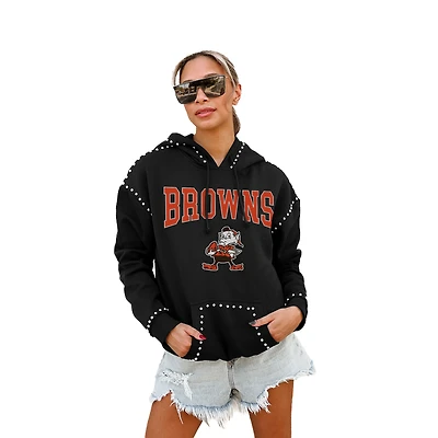 Women's Gameday Couture Black Cleveland Browns Studded Pullover Hoodie
