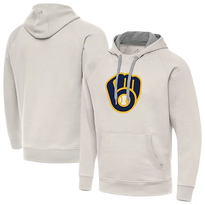 Men's Antigua Cream Milwaukee Brewers Victory Pullover Hoodie