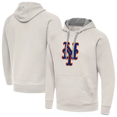Men's Antigua Cream New York Mets Victory Pullover Hoodie