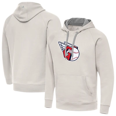 Men's Antigua Cream Cleveland Guardians Victory Pullover Hoodie