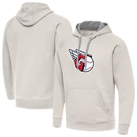 Men's Antigua Cream Cleveland Guardians Victory Pullover Hoodie
