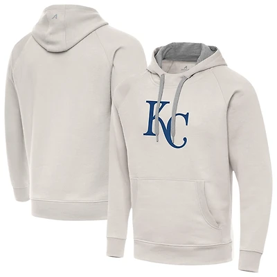 Men's Antigua Cream Kansas City Royals Victory Pullover Hoodie