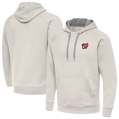 Men's Antigua Cream Washington Nationals Victory Pullover Hoodie