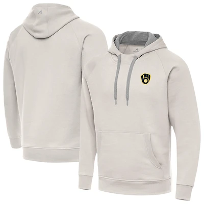 Men's Antigua Cream Milwaukee Brewers Victory Pullover Hoodie