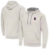 Men's Antigua Cream New York Mets Victory Pullover Hoodie
