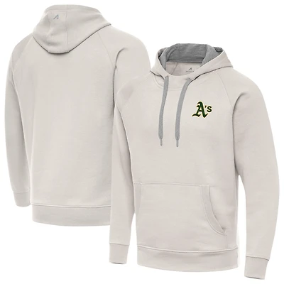 Men's Antigua Cream Athletics Victory Pullover Hoodie