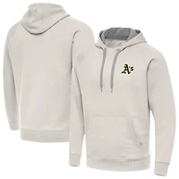 Men's Antigua Cream Athletics Victory Pullover Hoodie