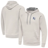 Men's Antigua Cream Kansas City Royals Victory Pullover Hoodie