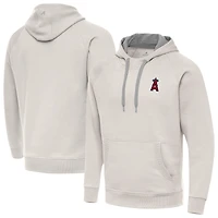 Men's Antigua Cream Los Angeles Angels Victory Pullover Hoodie