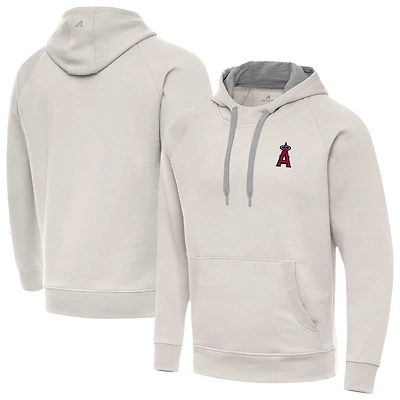 Men's Antigua Cream Los Angeles Angels Victory Pullover Hoodie