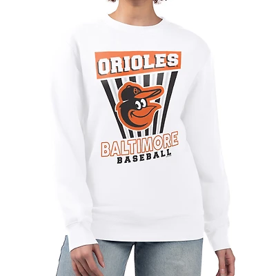 Women's Starter White Baltimore Orioles Poster Print Team Fleece Pullover Sweatshirt