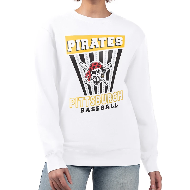 Women's Starter White Pittsburgh Pirates Poster Print Team Fleece Pullover Sweatshirt