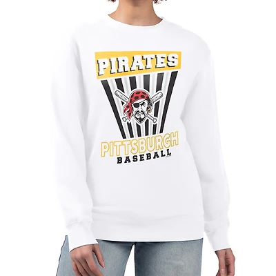 Women's Starter White Pittsburgh Pirates Poster Print Team Fleece Pullover Sweatshirt