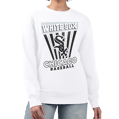 Women's Starter White Chicago Sox Poster Print Team Fleece Pullover Sweatshirt