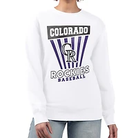 Women's Starter White Colorado Rockies Poster Print Team Fleece Pullover Sweatshirt