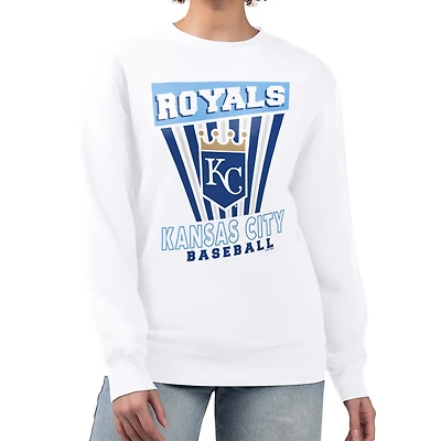 Women's Starter White Kansas City Royals Poster Print Team Fleece Pullover Sweatshirt