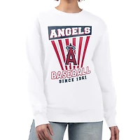 Women's Starter White Los Angeles Angels Poster Print Team Fleece Pullover Sweatshirt