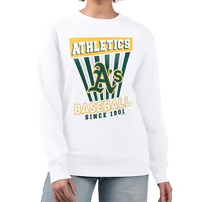 Women's Starter White Oakland Athletics Poster Print Team Fleece Pullover Sweatshirt