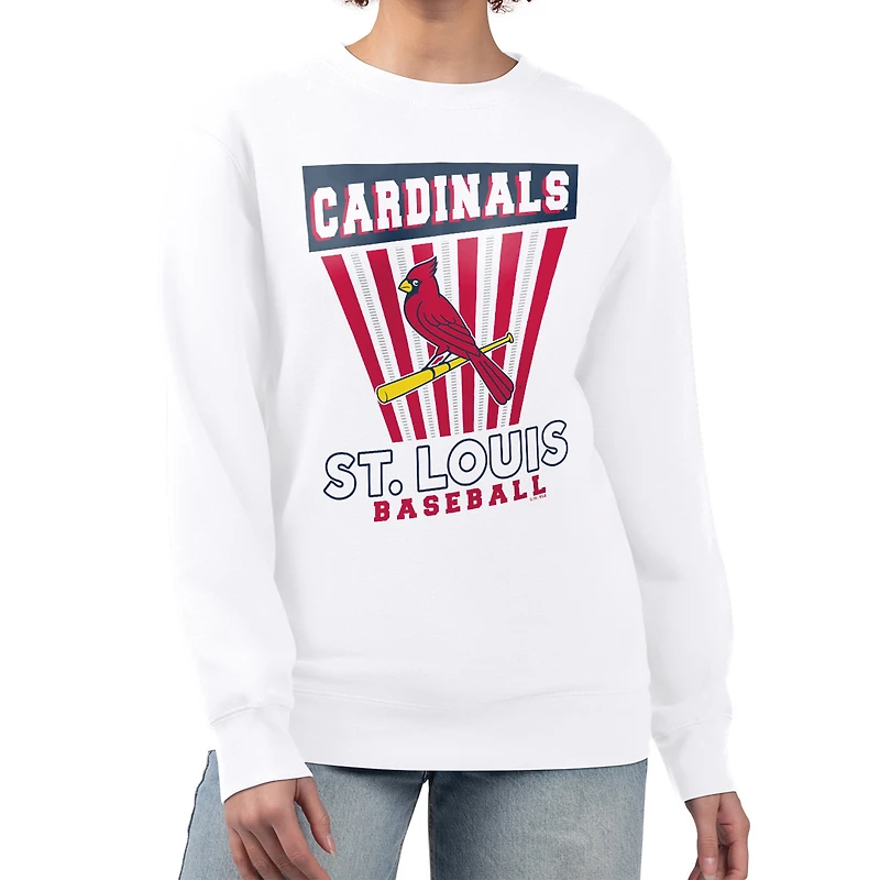 Women's Starter White St. Louis Cardinals Poster Print Team Fleece Pullover Sweatshirt