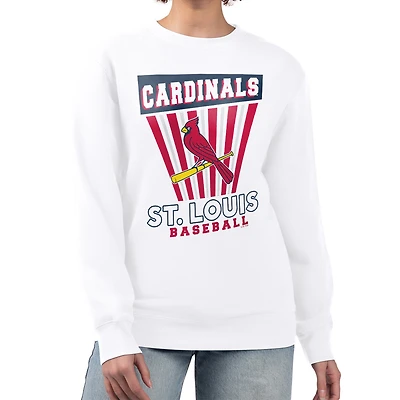 Women's Starter White St. Louis Cardinals Poster Print Team Fleece Pullover Sweatshirt