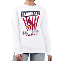 Women's Starter White St. Louis Cardinals Poster Print Team Fleece Pullover Sweatshirt