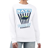 Women's Starter White Tampa Bay Rays Poster Print Team Fleece Pullover Sweatshirt