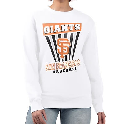 Women's Starter White San Francisco Giants Poster Print Team Fleece Pullover Sweatshirt