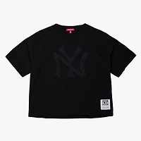 Women's Mitchell & Ness Black New York Yankees Cooperstown Collection Phantom Cropped T-Shirt