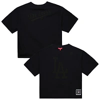 Women's Mitchell & Ness Black Los Angeles Dodgers Cooperstown Collection Phantom Cropped T-Shirt