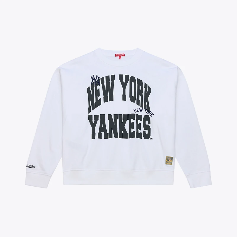 Women's Mitchell & Ness  White New York Yankees Crewneck Sweatshirt