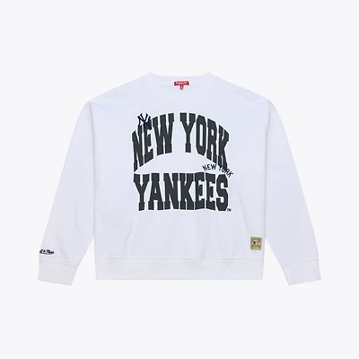 Women's Mitchell & Ness White New York Yankees Crewneck Sweatshirt