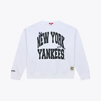 Women's Mitchell & Ness  White New York Yankees Crewneck Sweatshirt