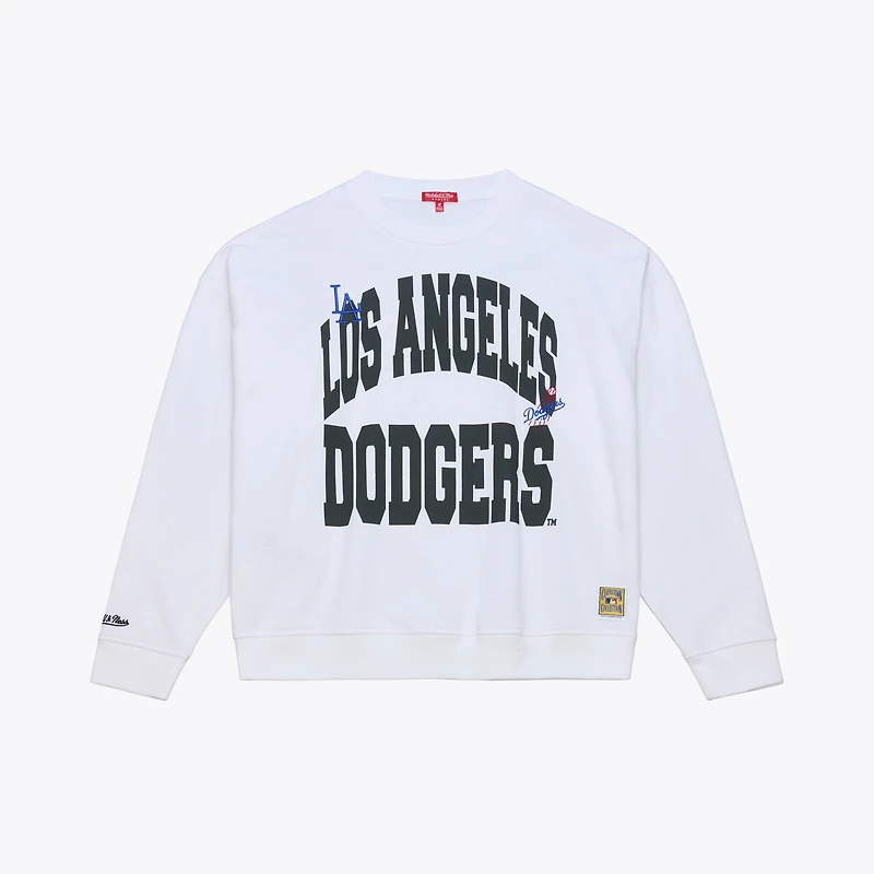 Women's Mitchell & Ness White Los Angeles Dodgers Crewneck Sweatshirt