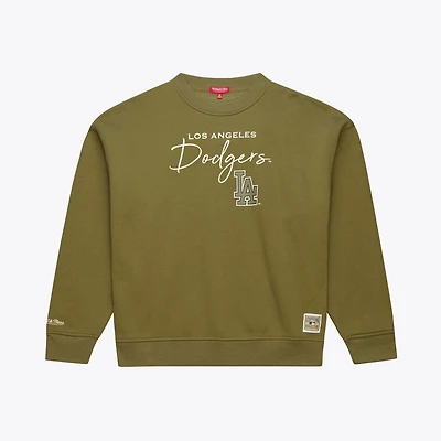 Women's Mitchell & Ness Olive Los Angeles Dodgers Cooperstown Collection Fleece Sweatshirt