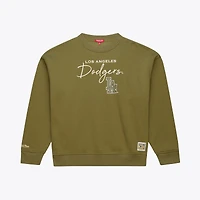 Women's Mitchell & Ness  Olive Los Angeles Dodgers Cooperstown Collection Fleece Sweatshirt