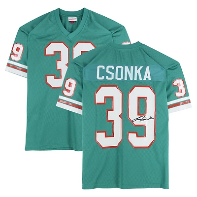 Larry Csonka Miami Dolphins Autographed Aqua Mitchell & Ness Authentic Jersey