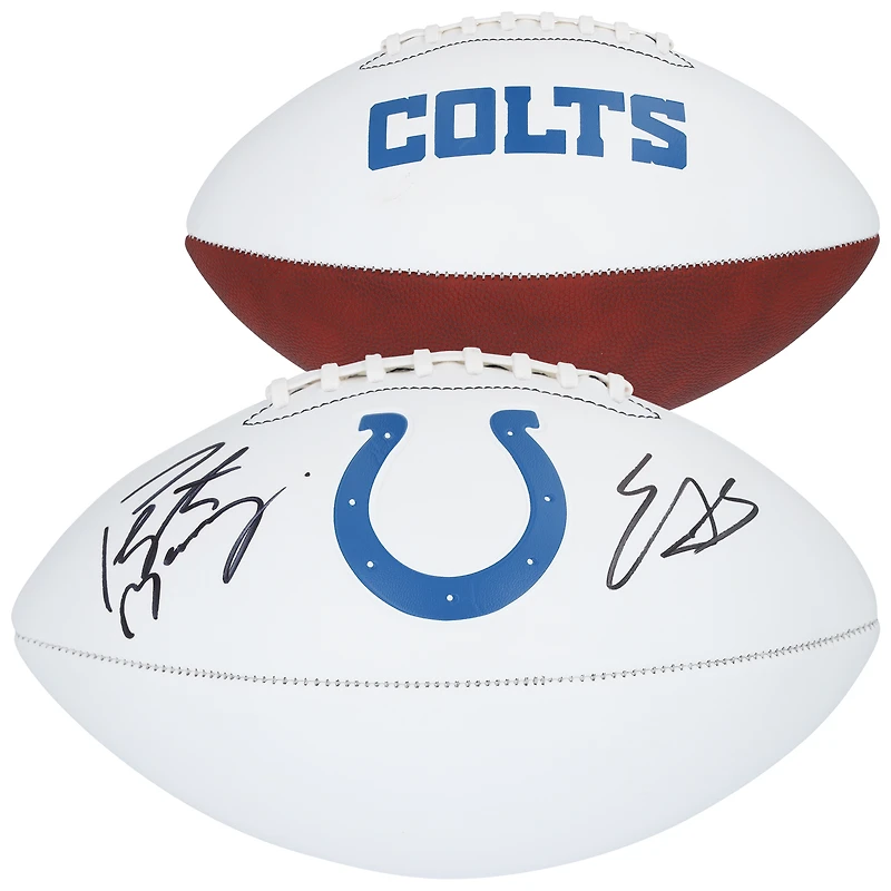 Peyton Manning & Edgerrin James Indianapolis Colts Autographed Franklin White Panel Football