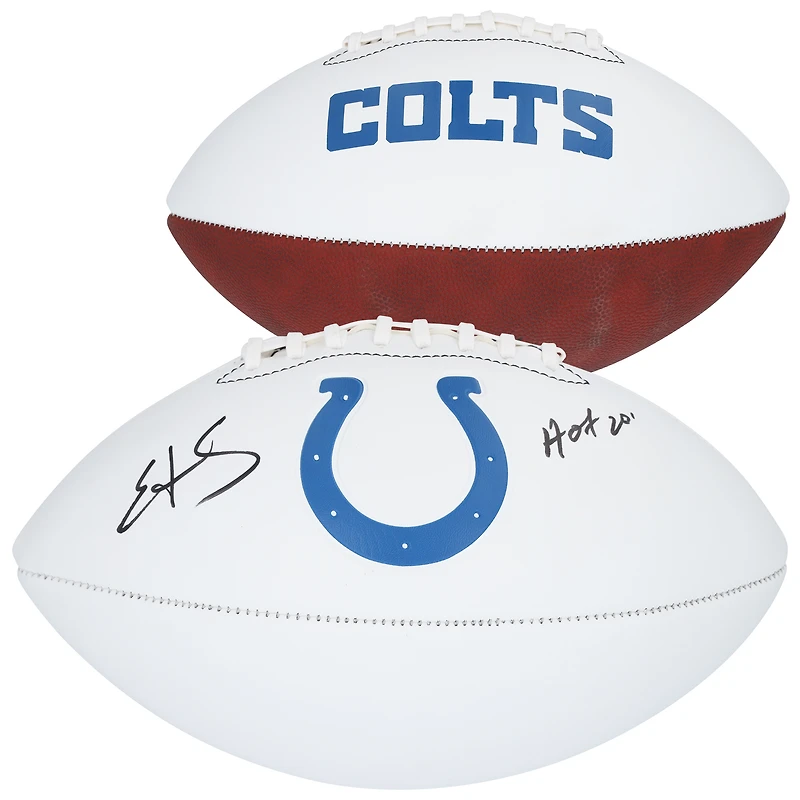 Edgerrin James Indianapolis Colts Autographed Franklin White Panel Football with "HOF 20" Inscription