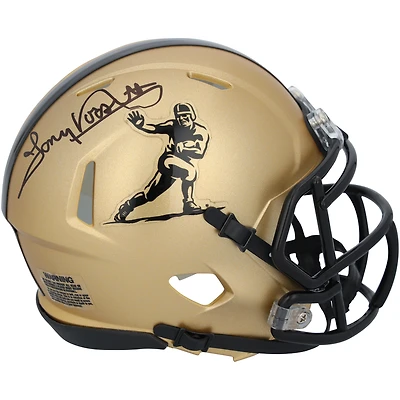 Tony Dorsett Pitt Panthers Autographed Riddell Gold Heisman Speed Mini Helmet