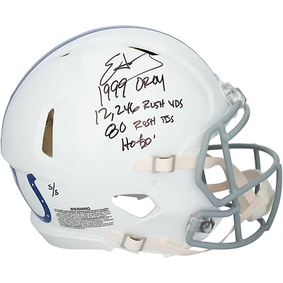 Edgerrin James Indianapolis Colts Autographed Riddell 2021 Throwback Speed Authentic Helmet with Multiple Inscriptions - Limited Edition #5/5