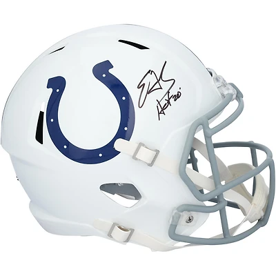 Edgerrin James Indianapolis Colts Autographed Riddell Speed Replica Helmet with "HOF 20" Inscription