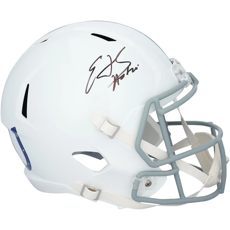 Edgerrin James Indianapolis Colts Autographed Riddell 2021 Throwback Speed Replica Helmet with "HOF 20" Inscription