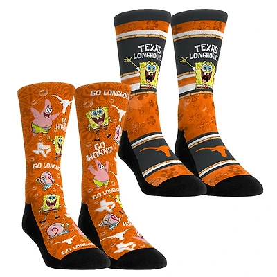 Unisex Rock Em Socks Texas Longhorns SpongeBob SquarePants Two-Pack Crew Set