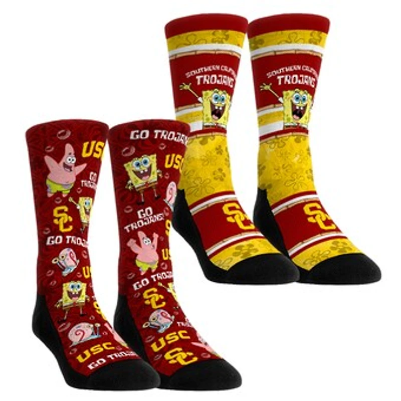 Unisex Rock Em Socks USC Trojans SpongeBob SquarePants Two-Pack Crew Set